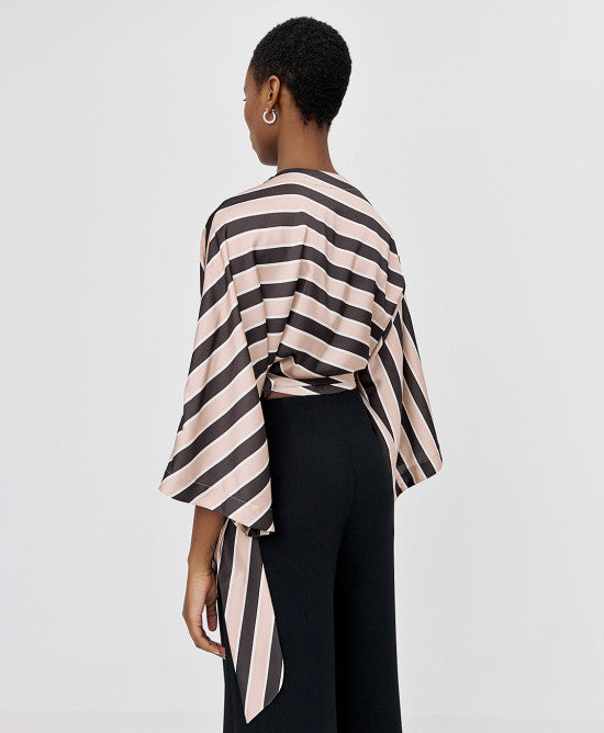 CROSSED BLOUSE WITH STRIPES ACCESS