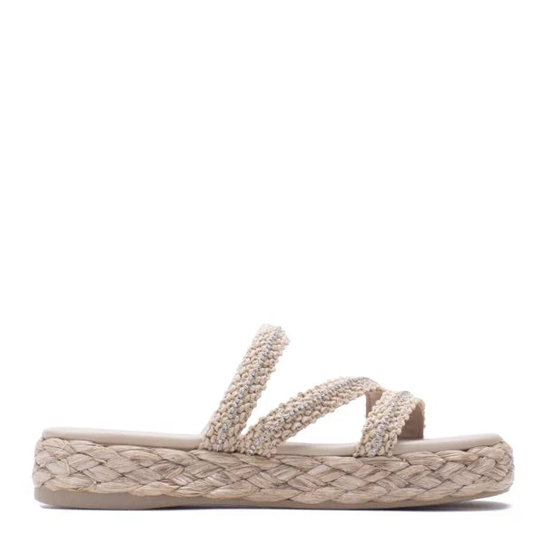 SANDALES EN RAPHIA AVEC STRASS LIALINE