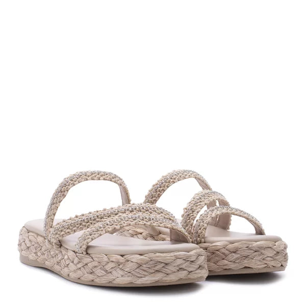 SANDALES EN RAPHIA AVEC STRASS LIALINE