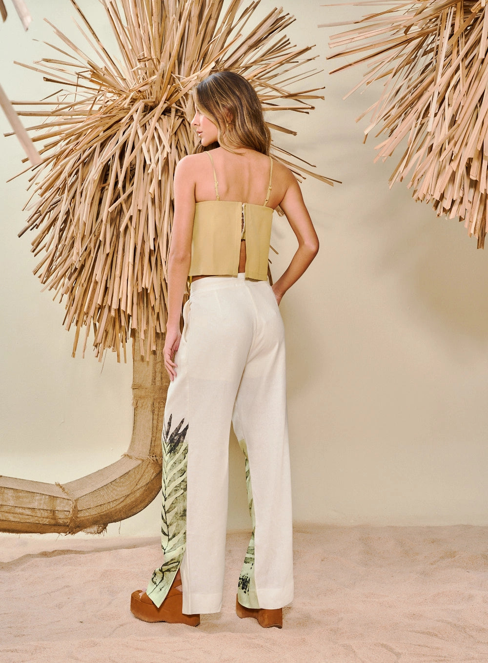 CALÇA LINHO ESTAMPADA OPEN