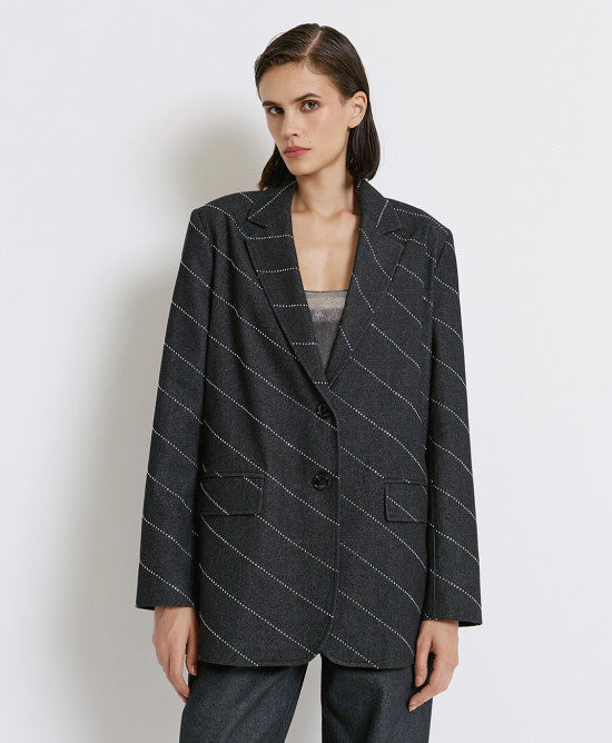 BLAZER DENIM COM STRASS ACCESS