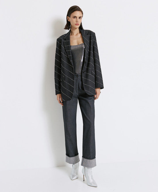 BLAZER DENIM COM STRASS ACCESS