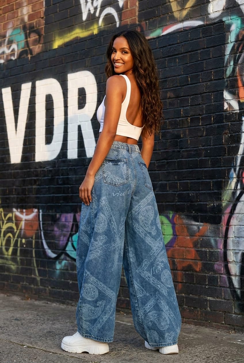 CALÇAS WIDE LEG TROUSERS VDR
