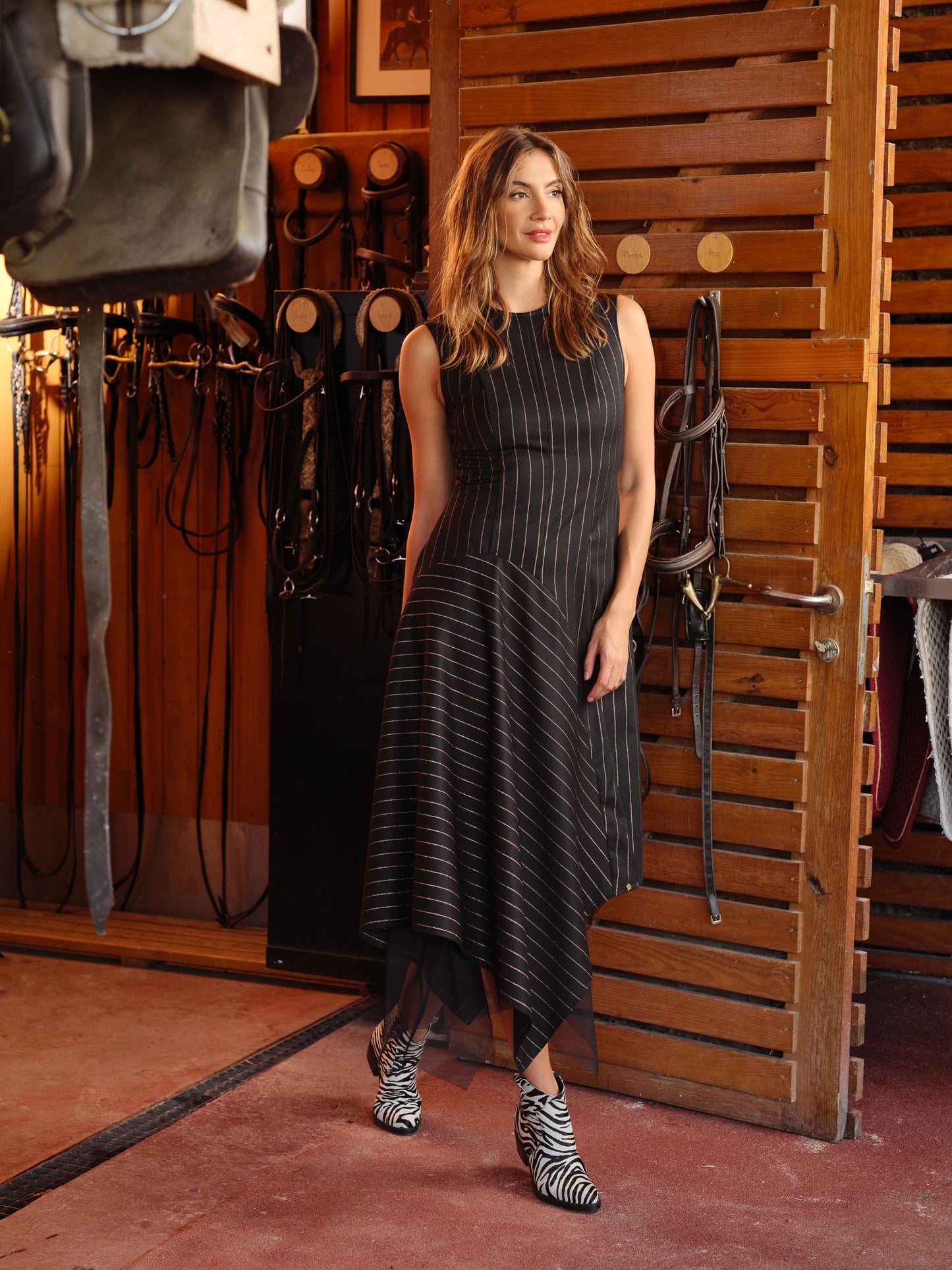 VESTIDO RISCAS C/TULE GUSI