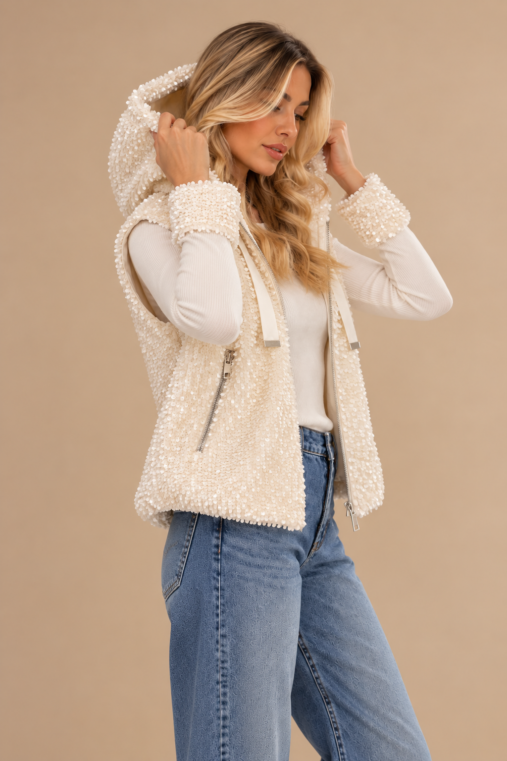 CAMISOLA MALHA COM PUNHOS LANTEJOULAS NO SECRETS