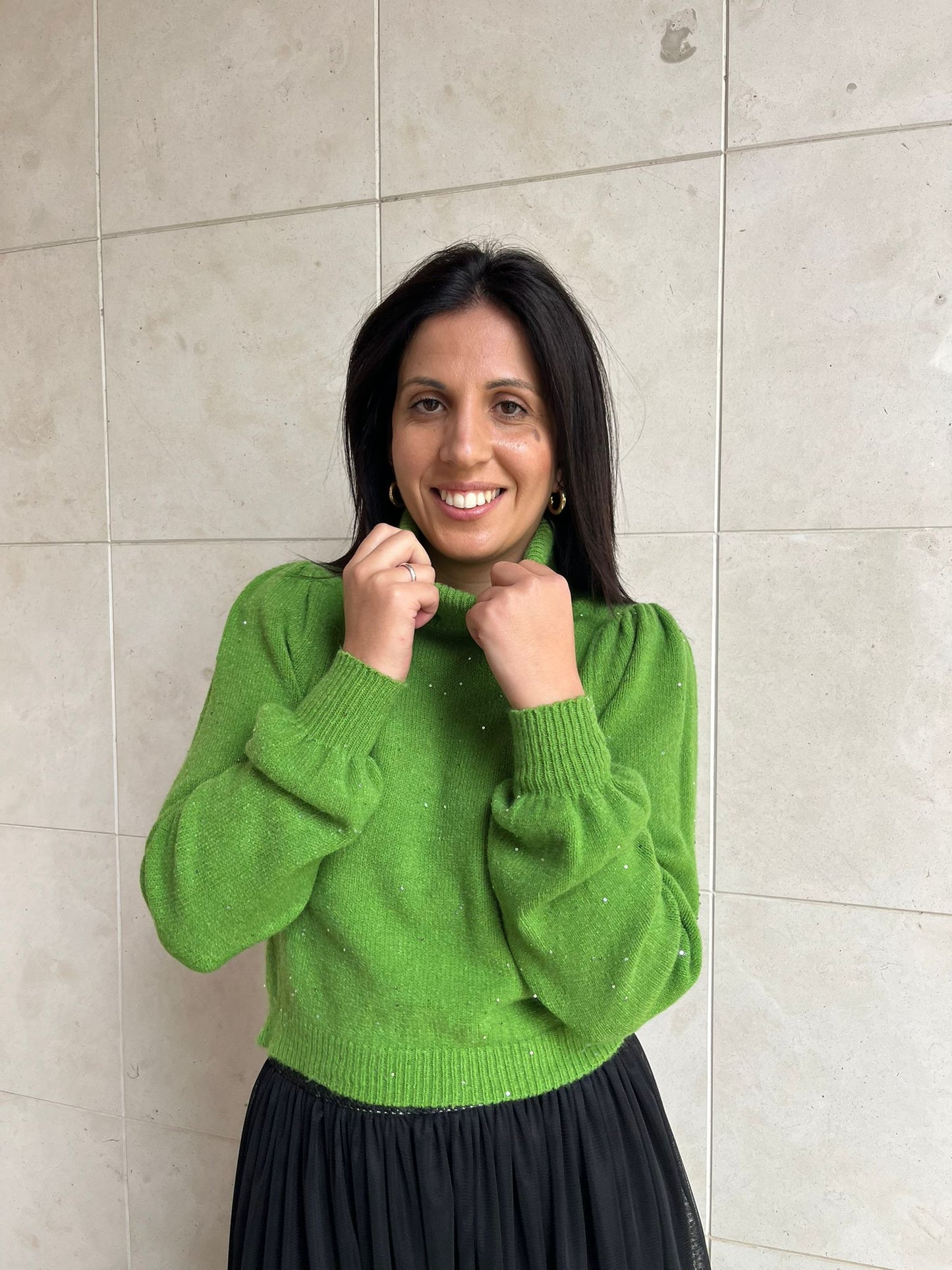 CAMISOLA MALHA COM LANTEJOULAS GUSI