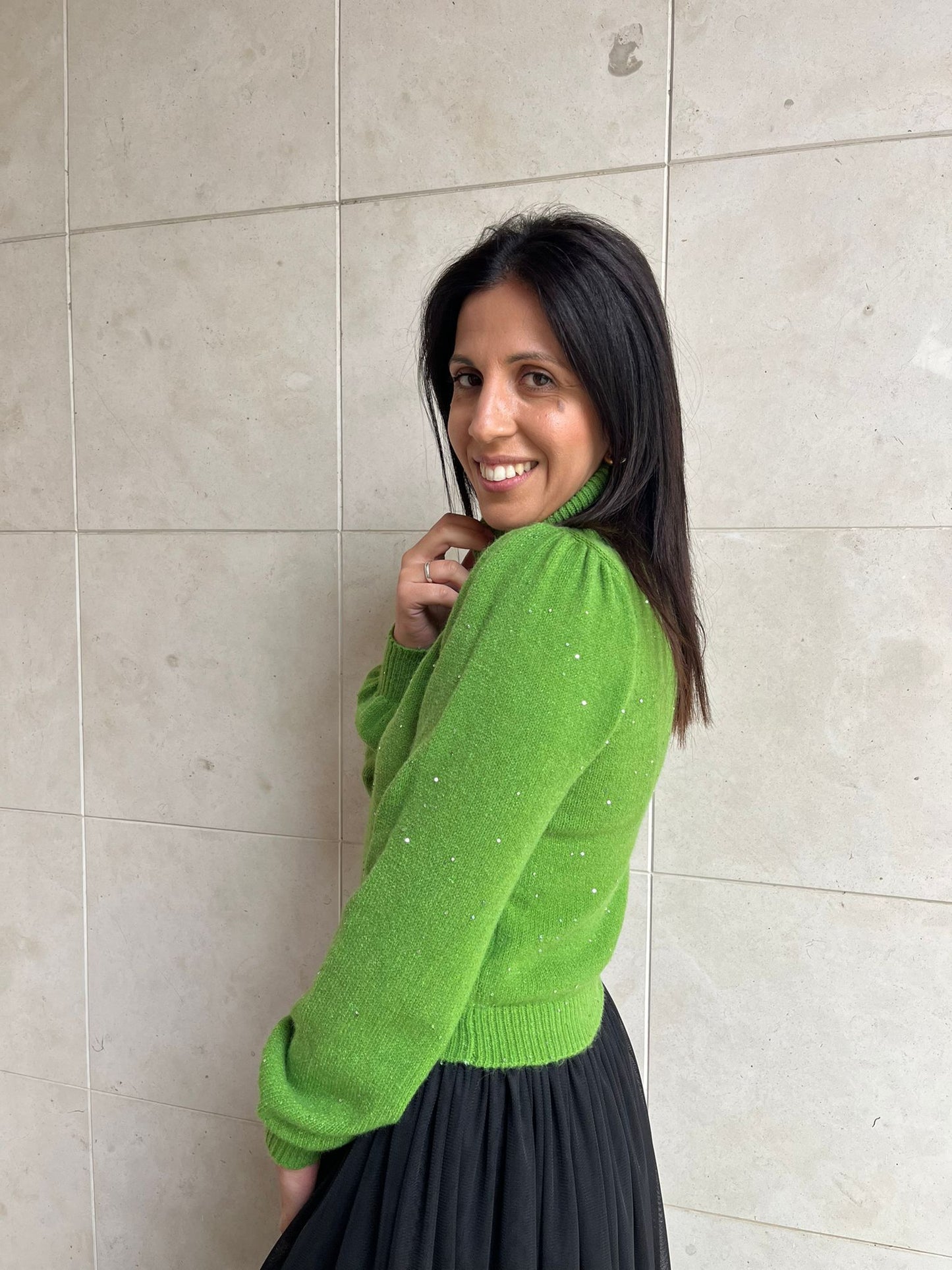 CAMISOLA MALHA COM LANTEJOULAS GUSI