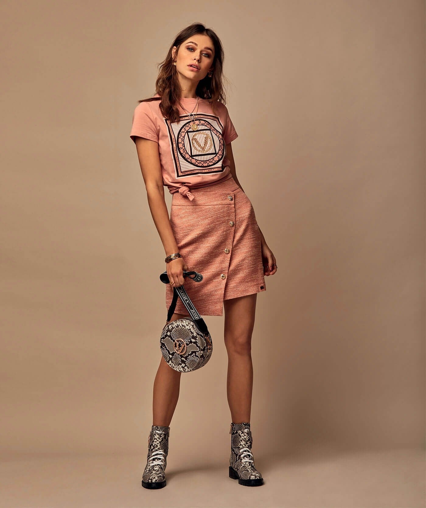ASYMMETRIC SKIRT WITH GOLDEN BUTTONS JOSH V