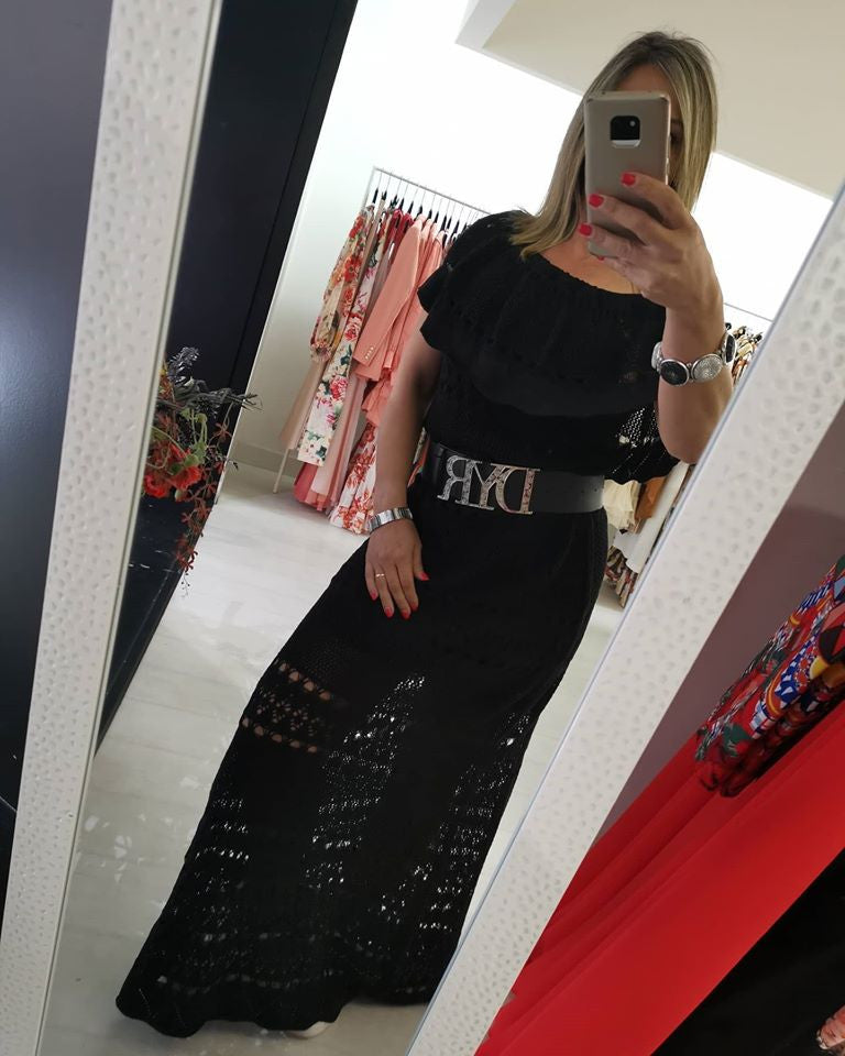 DENNY ROSE CROCHET MAXI DRESS