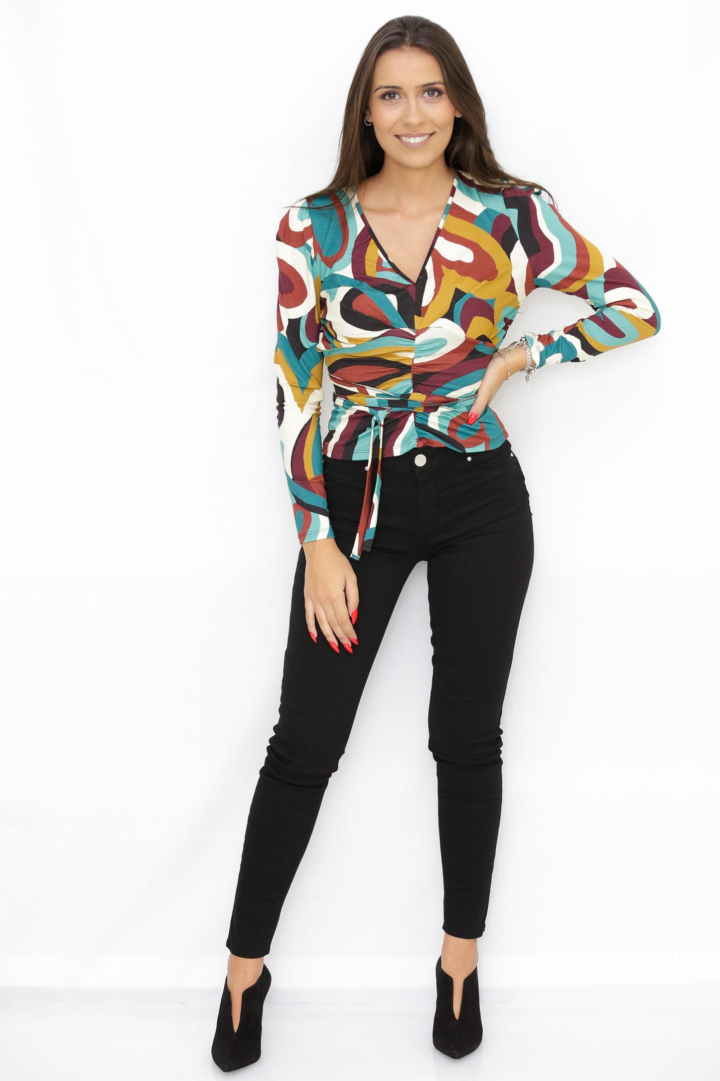 BLUSA ESTAMPADA DRAPEADA COM CORDÃO DENNY ROSE