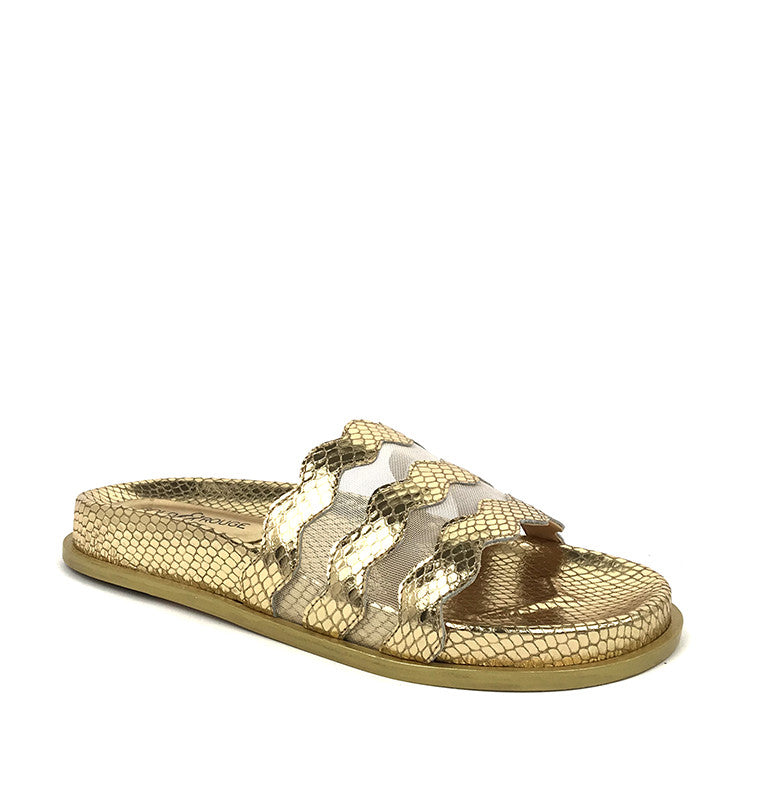 CHINELO METÁLICO COM REDE TRANSPARENTE GOLD&ROUGE