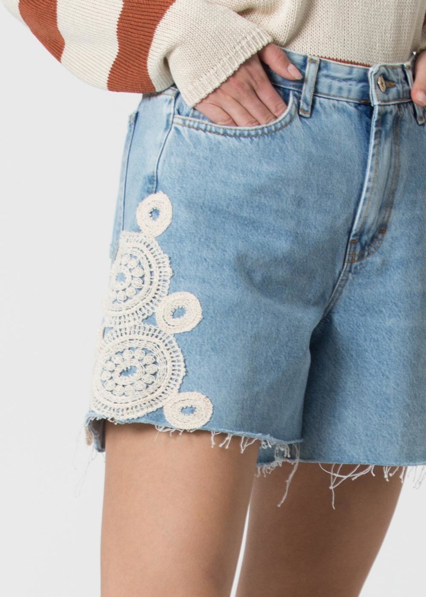 DENIM SHORTS WITH KOCCA EMBROIDERY