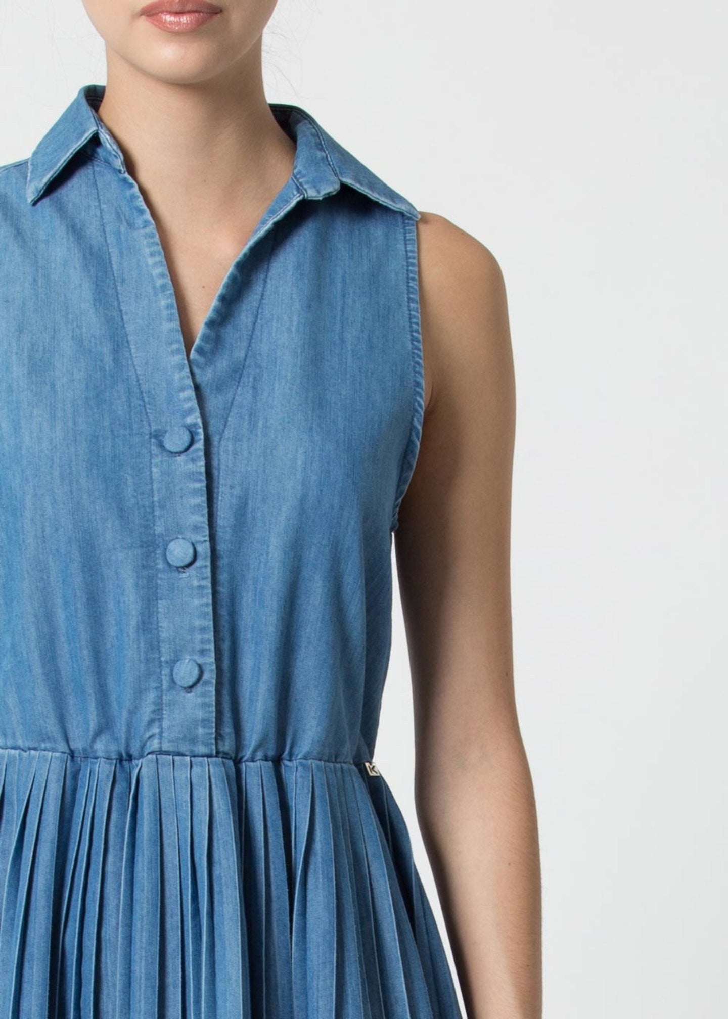 VESTIDO GANGA COM SAIA PLISSADA KOCCA