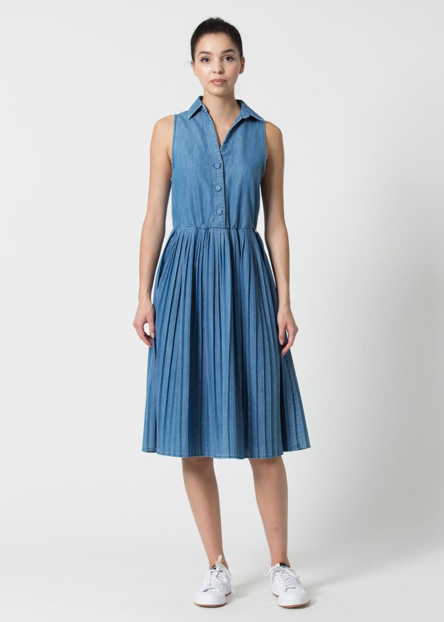 VESTIDO GANGA COM SAIA PLISSADA KOCCA