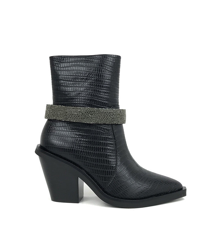 BOTA CROCO COM PULSEIRA GOLD&ROUGE