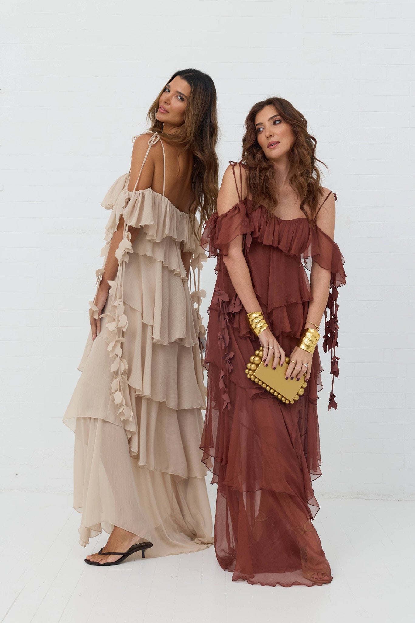 VESTIDO MAXI DE FOLHOS SWALLOW
