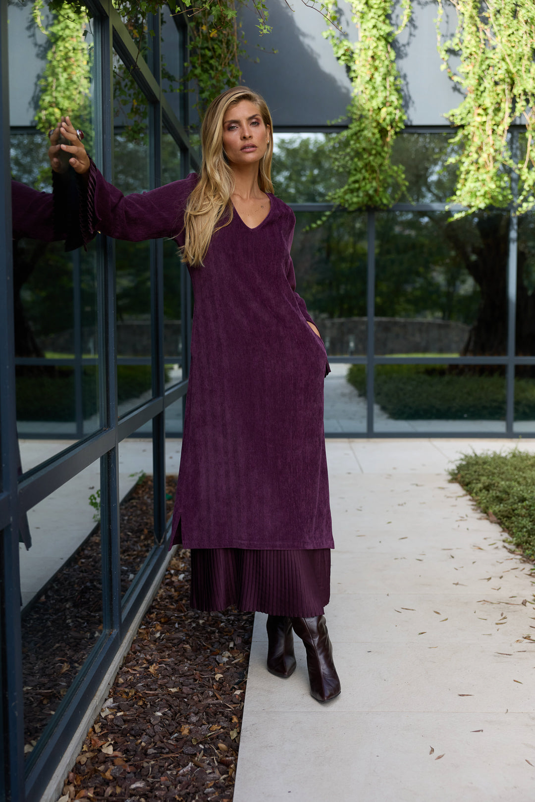 VESTIDO PLISSADO SWALLOW