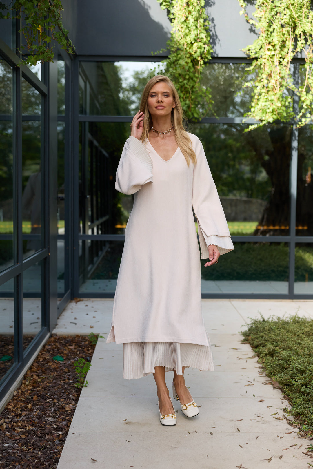 VESTIDO PLISSADO SWALLOW