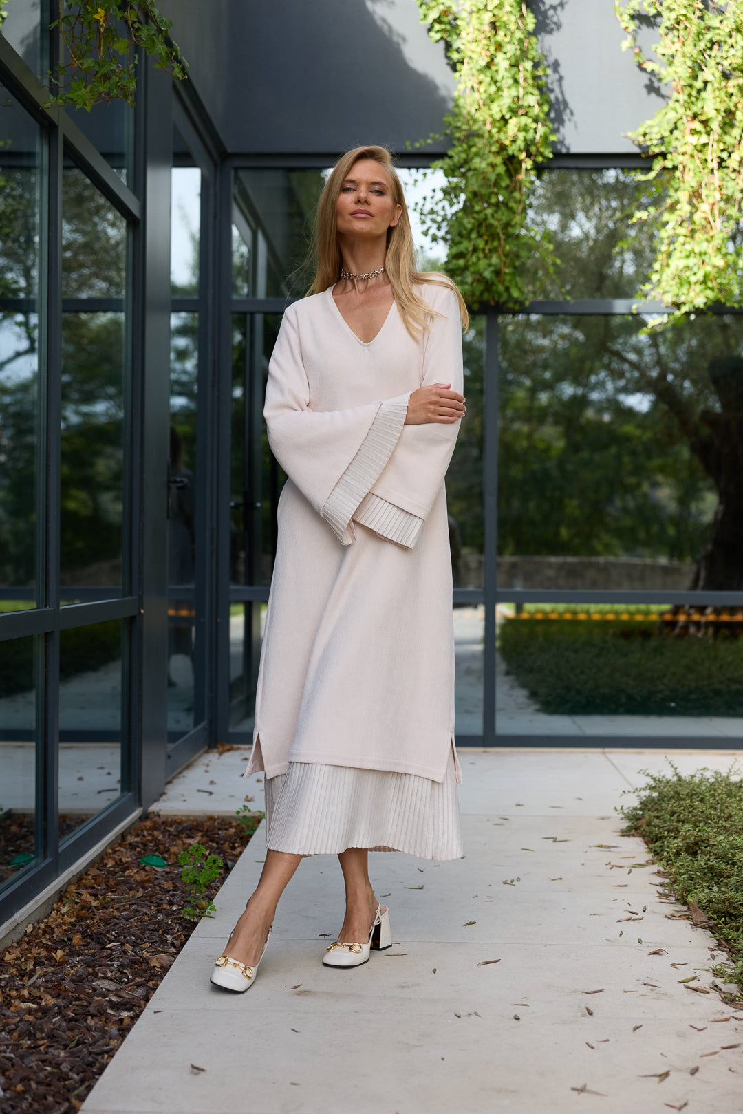 VESTIDO PLISSADO SWALLOW