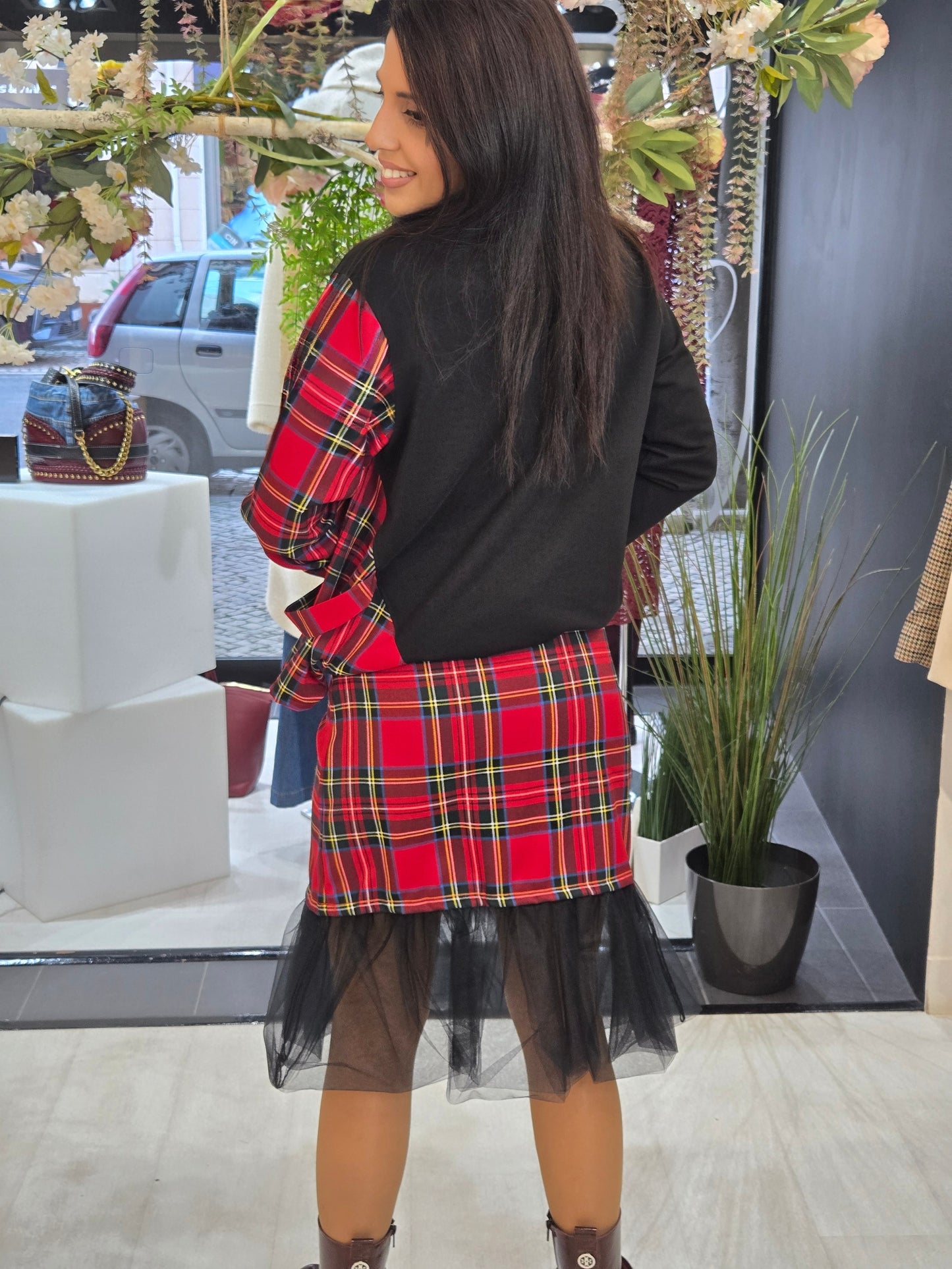 SAIA XADREZ COM TULE GUSI