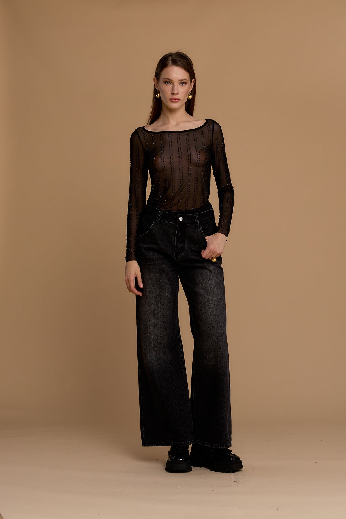 BLUSA DE TULE COM STRASS -NOSECRETS