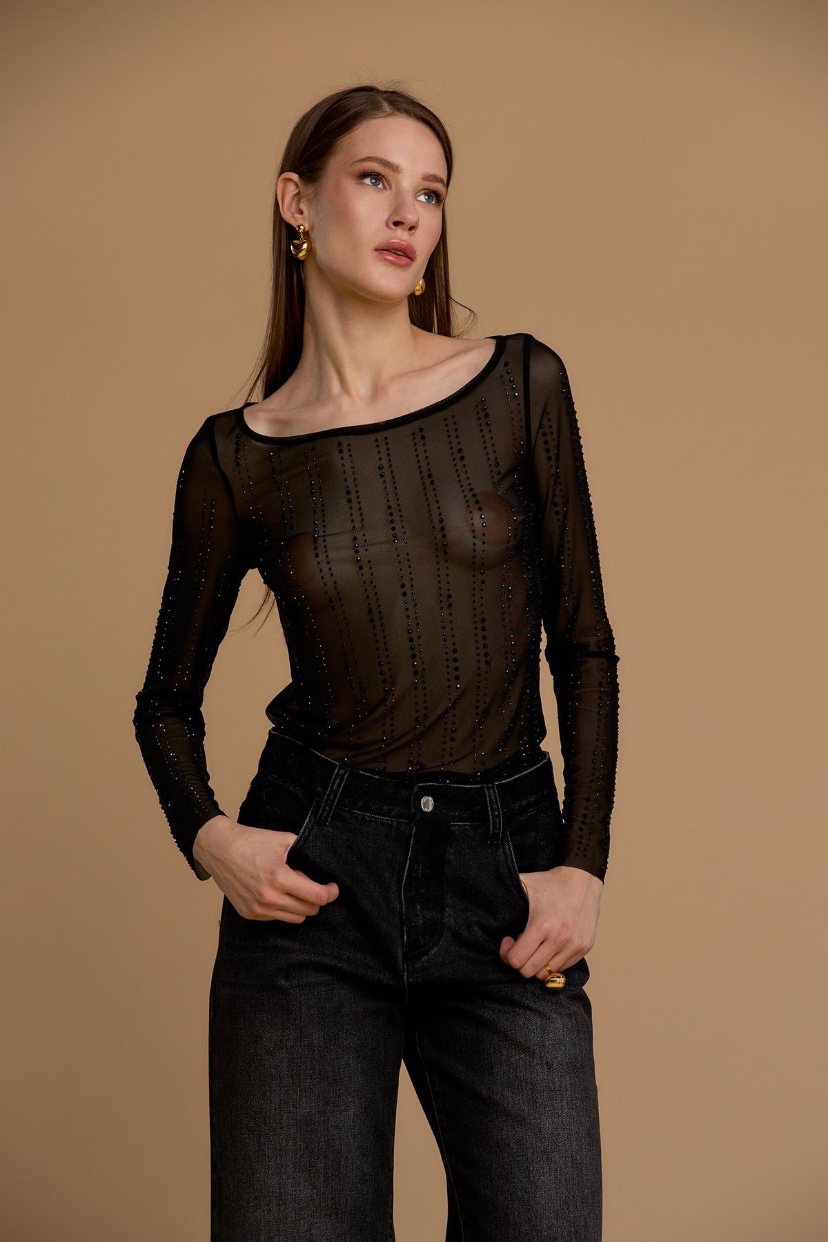 BLUSA DE TULE COM STRASS -NOSECRETS