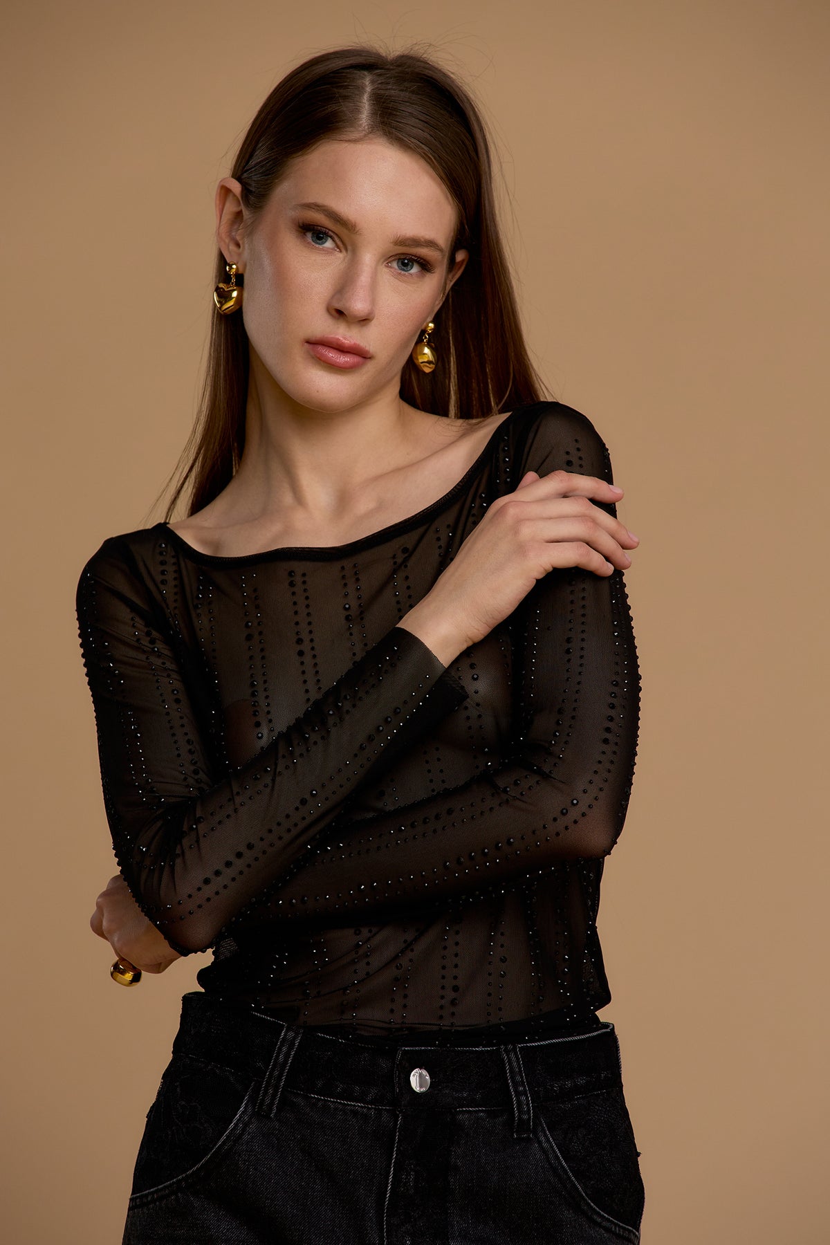 BLUSA DE TULE COM STRASS -NOSECRETS