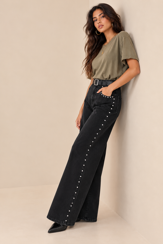 CALÇAS WIDE-LEG TACHAS  - ACCESS