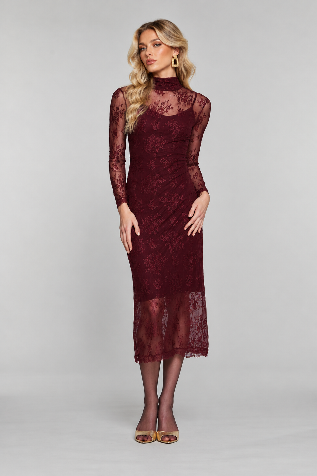 VESTIDO MIDI RENDA - RELISH