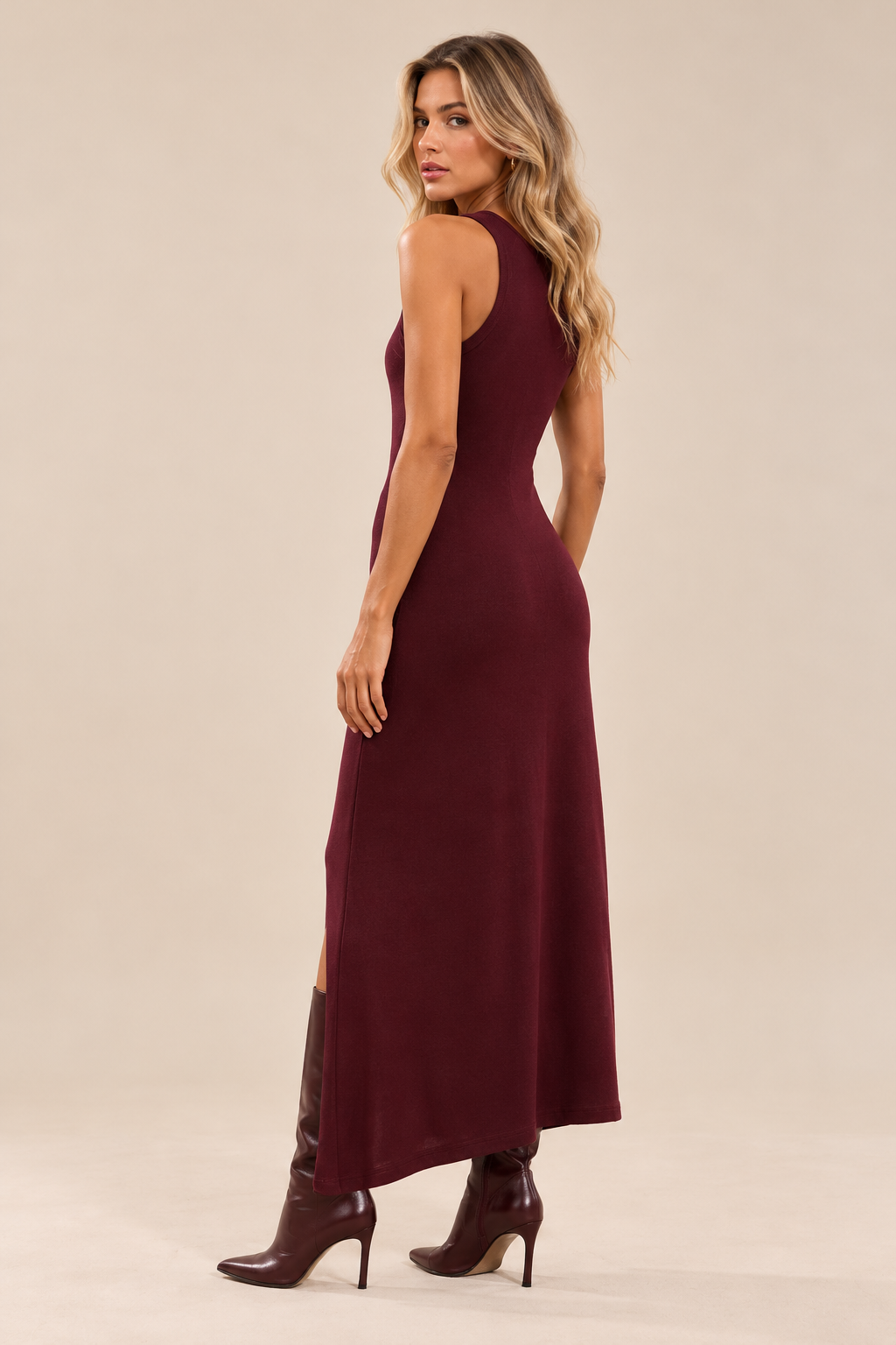 VESTIDO MIDI DRAPEADO - OPEN