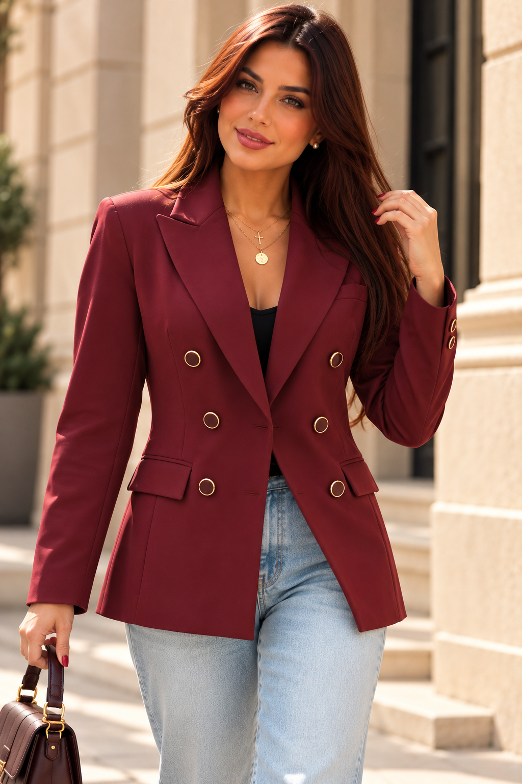 BLAZER CRUZADO BORDEAUX - RELISH