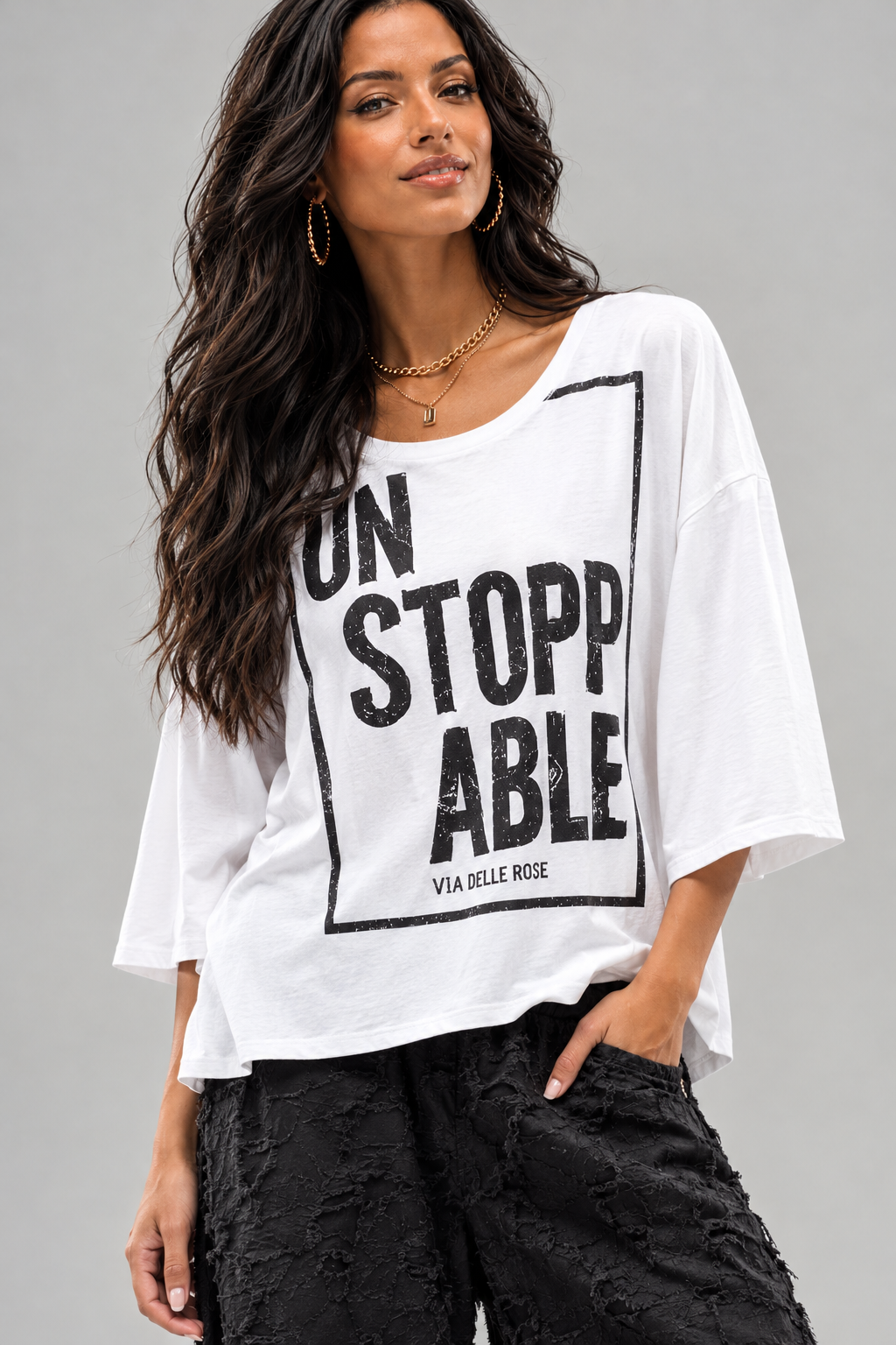 T-SHIRT BOXY COM ESTAMPO GRÁFICO - VDR