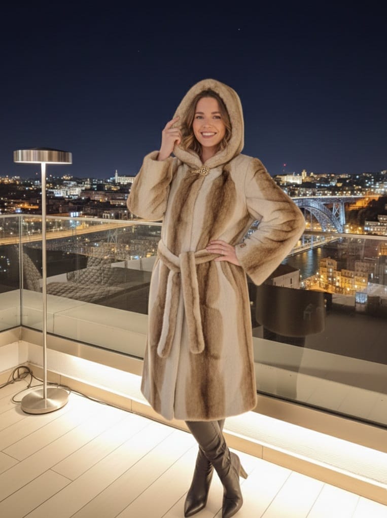 CASACO DE PÊLO COM CAPUZ DD