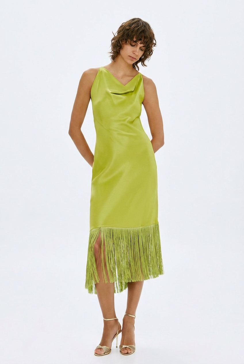 VESTIDO DRAPEADO FRANJAS ACCESS