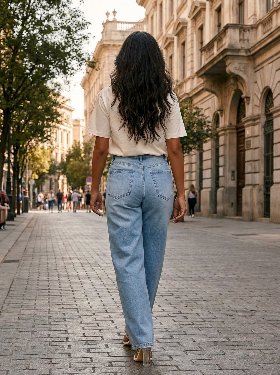 CALÇAS JEANS BAGGY OPEN