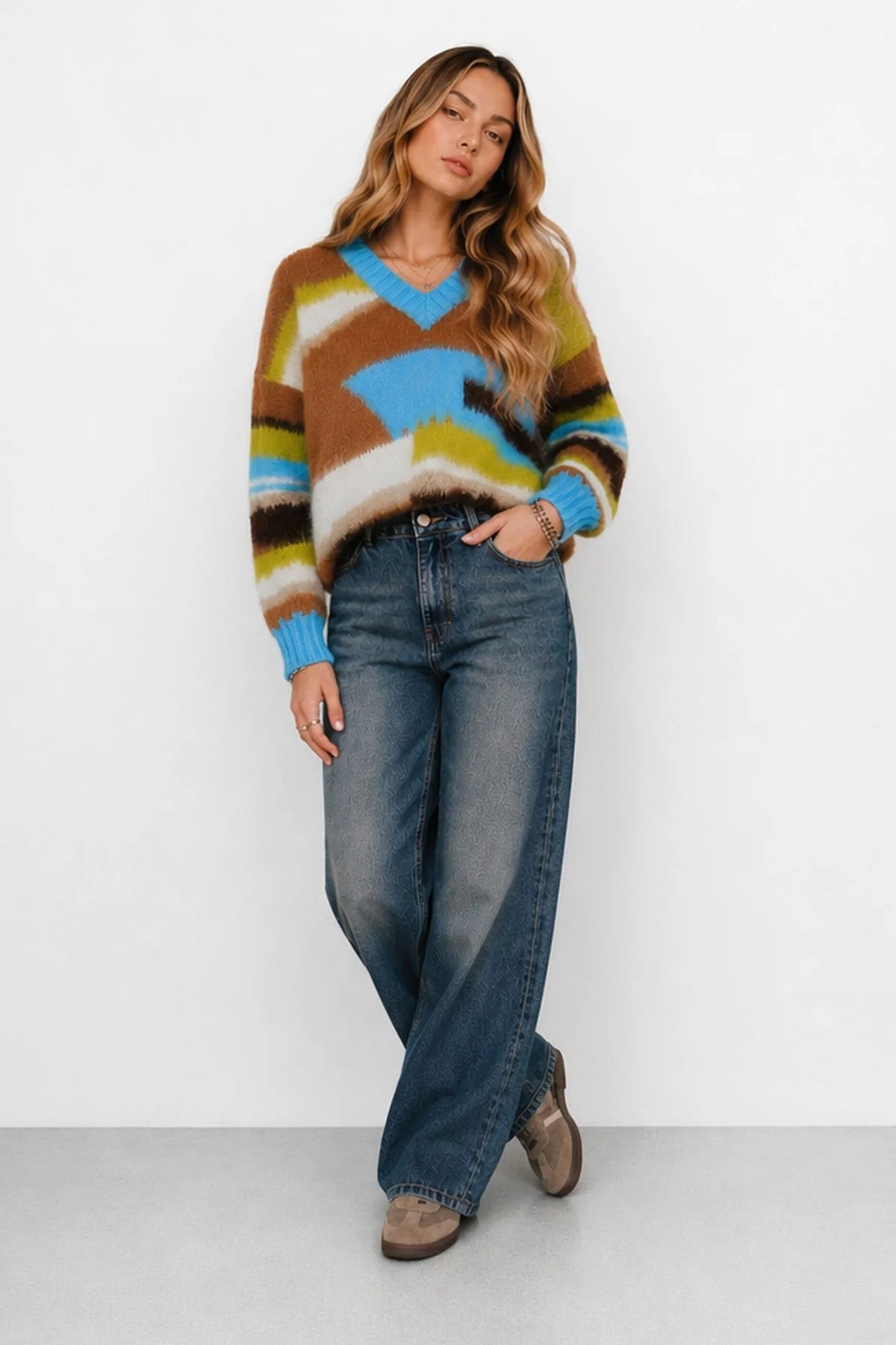 Suéter colorido oversized